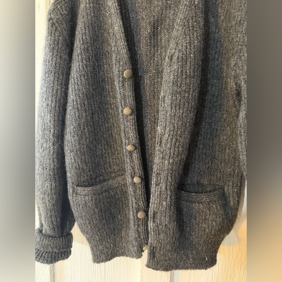 Vtg 60s Sears Sportswear 50/50 Mohair Wool Blend Grunge Cardigan Grey:Sz Small - Picture 6 of 16